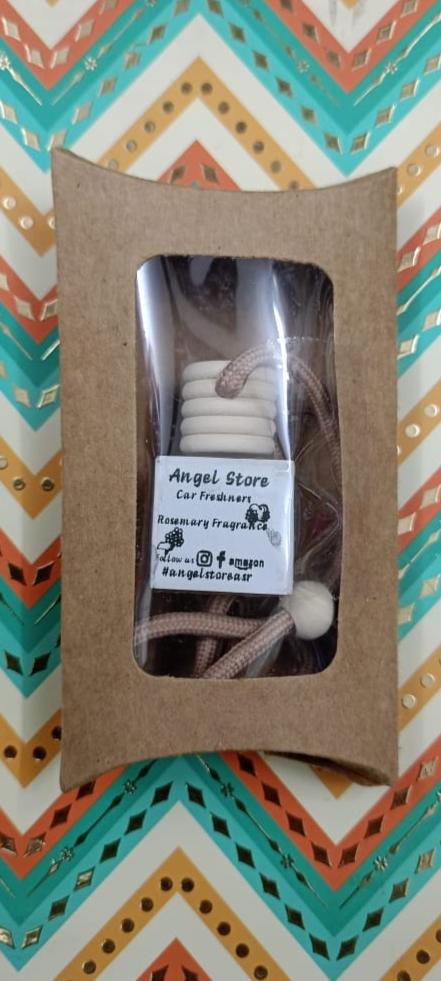 Angel Store Premium Aroma Car Hangings |05 ML| Infused With Lavender Essential Oil, Perfect Air Freshener, Toilets, Room Freshener, Pooja Room, With Glass Bottle & Wooden Diffuser Lid, Last upto 60 Days