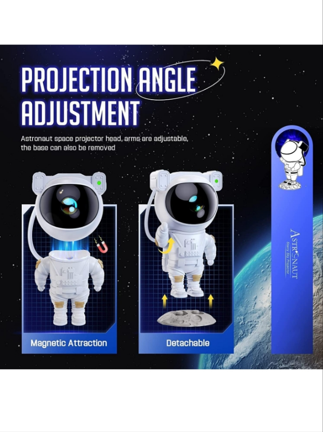 Angel Store Astronaut Galaxy Projector with Remote Control - 360° Adjustable Timer Kids Astronaut Nebula Night Light, for Gifts,Baby Adults Bedroom, Gaming Room, Home and Party