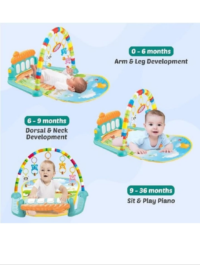 Angel Store Play Gym for Babies 0 to 12 Months Musical Piano Keyboard Activity Play Mat for Kids Newborn 3 to 6 Month Fitness Rack Hanging Rattles Lights Tunes Music for Baby Boys/ Girls