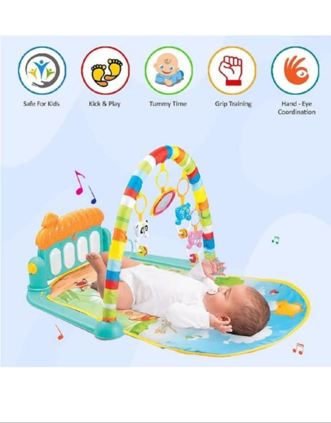 Angel Store Play Gym for Babies 0 to 12 Months Musical Piano Keyboard Activity Play Mat for Kids Newborn 3 to 6 Month Fitness Rack Hanging Rattles Lights Tunes Music for Baby Boys/ Girls