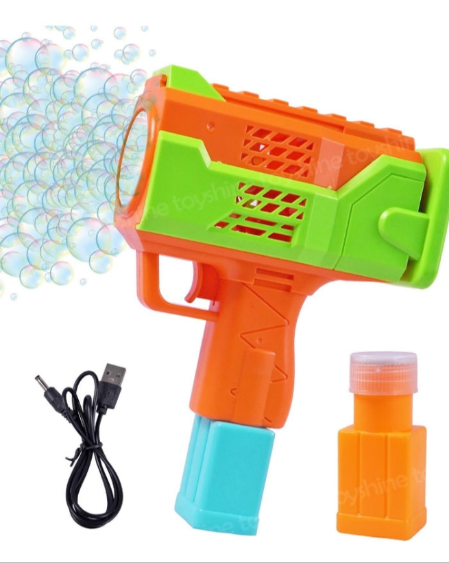 Angel Store 15 Holes Powerful Automatic Rechargeable Bubble Gun Machine with 2 Refil Bottles Bubble Blaster for Adults Kids Birthday Wedding Party - Yellow