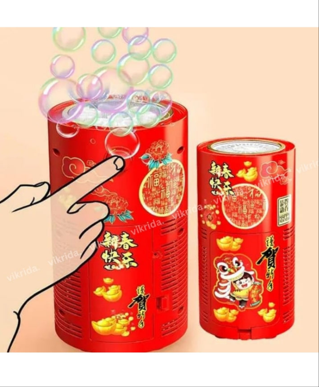 Angel Store Fireworks Bubble Maker Machine with Light & Music - 1 Bubble Solution Bottle - for Indoor Outdoor Birthday Party Celebration