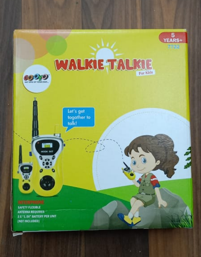 Angel Store Gooyo Walkie Talkie Toy for Gift/Kids/Girls/Boys | Antenna Operated 2 Way Radio Role Play Toy with Range Upto 15 Feet | Yellow Color, Power Source: 3xAA Battery (Not Included)