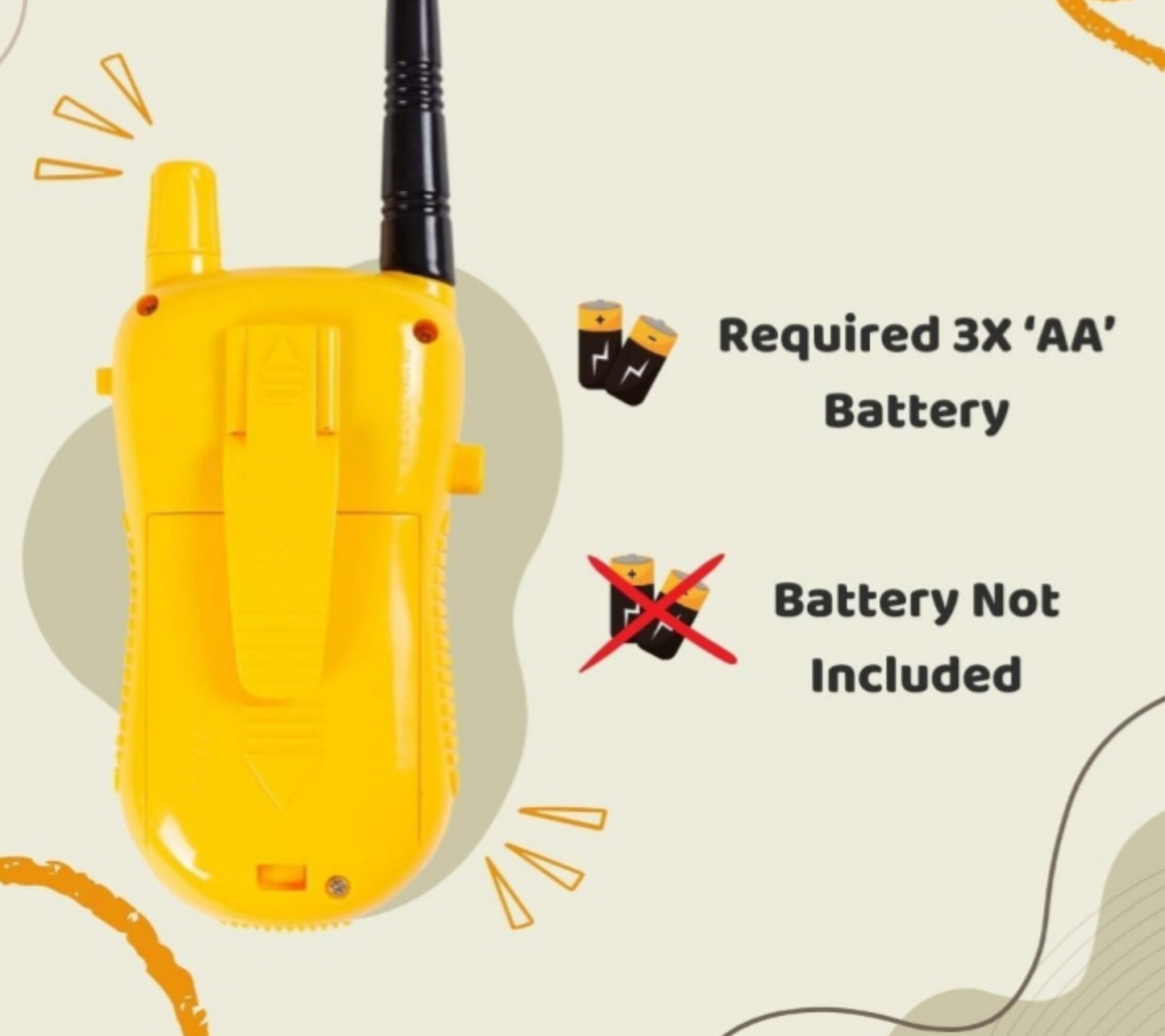 Angel Store Gooyo Walkie Talkie Toy for Gift/Kids/Girls/Boys | Antenna Operated 2 Way Radio Role Play Toy with Range Upto 15 Feet | Yellow Color, Power Source: 3xAA Battery (Not Included)