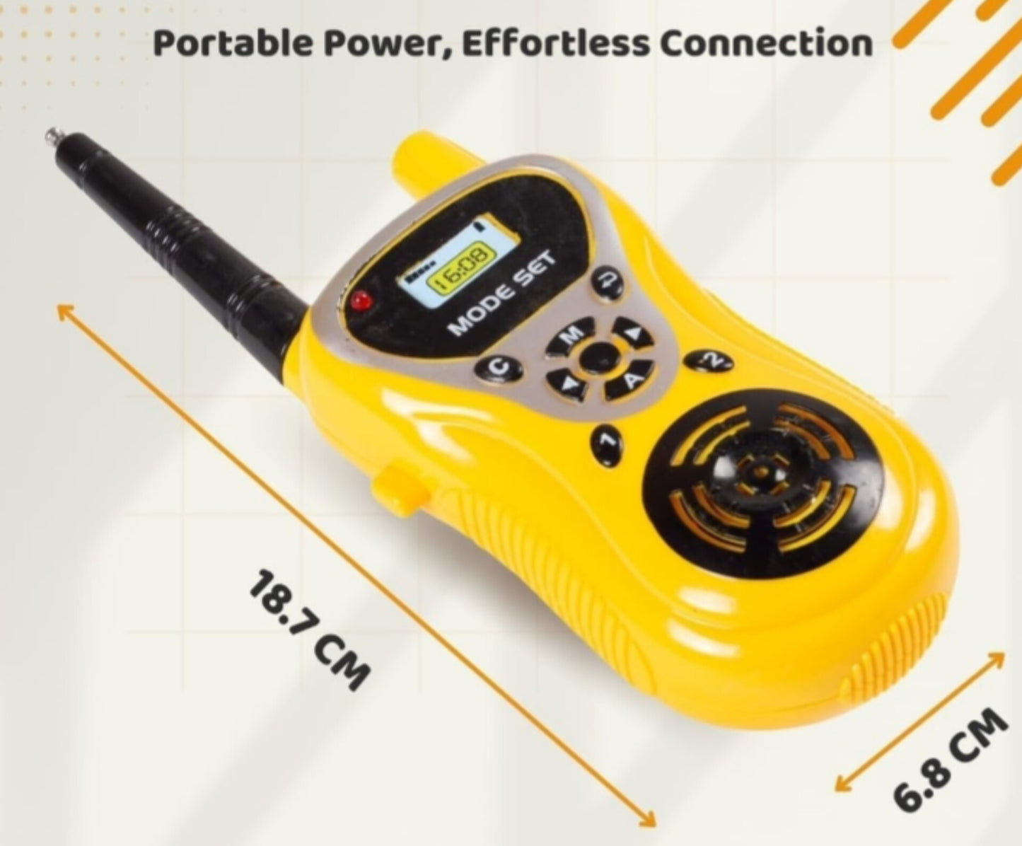 Angel Store Gooyo Walkie Talkie Toy for Gift/Kids/Girls/Boys | Antenna Operated 2 Way Radio Role Play Toy with Range Upto 15 Feet | Yellow Color, Power Source: 3xAA Battery (Not Included)