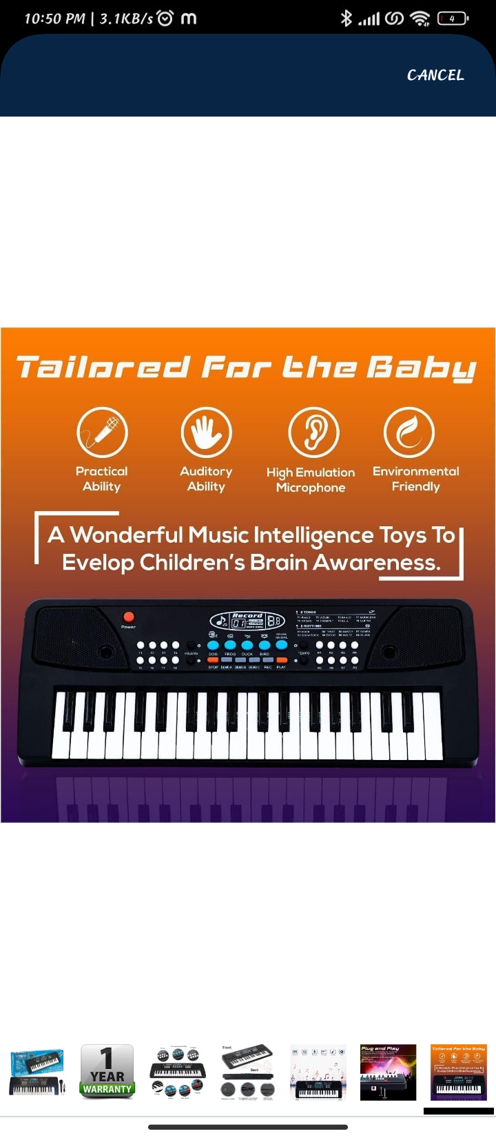 Kids Piano with Mic, 37 Keys 8 Rhythms 8 Tones 6 Demos Portable Electronic Keyboard Toy Beginners Educational Songs Recording Musical Toys Age 3 and above Boys Girls
