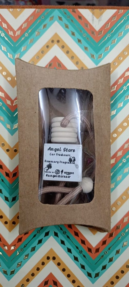 Angel Store Premium Car Hangings |05 ML| Infused With Lavender Essential Oil, Perfect Air Freshener,  Toilets, Room Freshener, Pooja Room, With Glass Bottle & Wooden Diffuser Lid, Last upto 60 Days